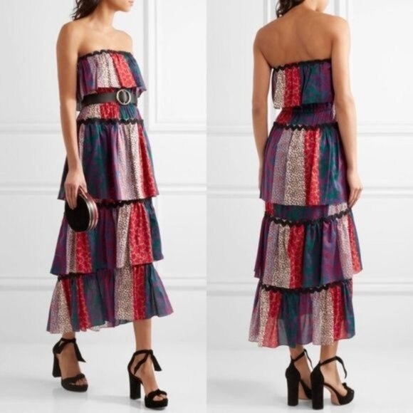 Sonia Rykiel Strapless Tiered Midi Dress RicRac RESORT Maxi